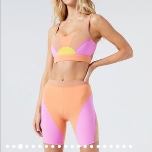 l*space Peach, Pink & Yellow Colorblock Athletic Bike Shorts